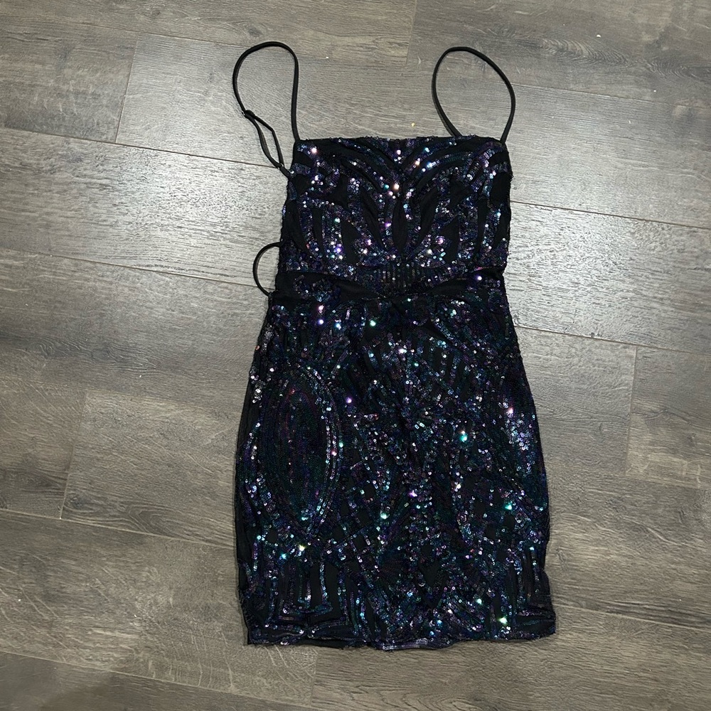 Black sequin backless mini dress from Lucy in the sky size small